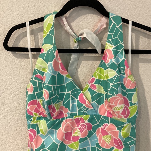 Lilly Pulitzer White Label Candy Halter Dress in Tile Green Cote D Azur - Picture 3 of 5
